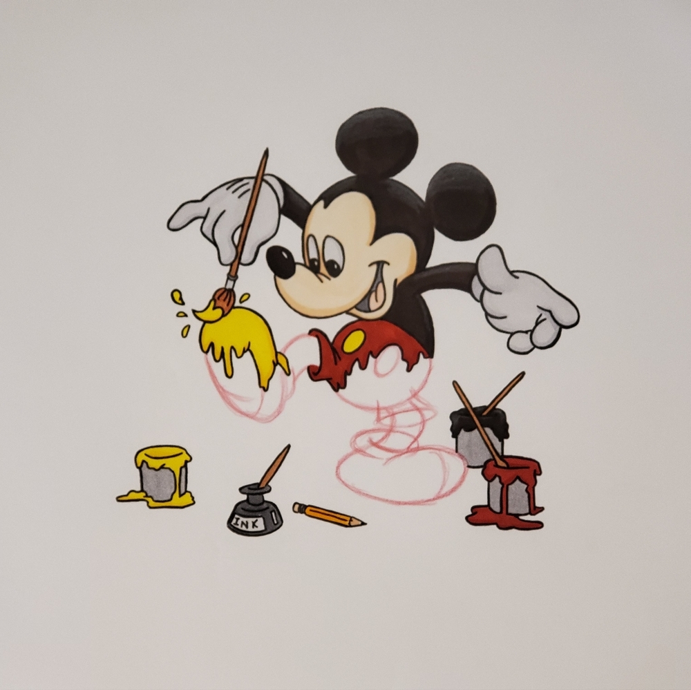 Disney Mickey Mouse coloring himself Drawing/sketch animation signed Art - Picture 4 of 5